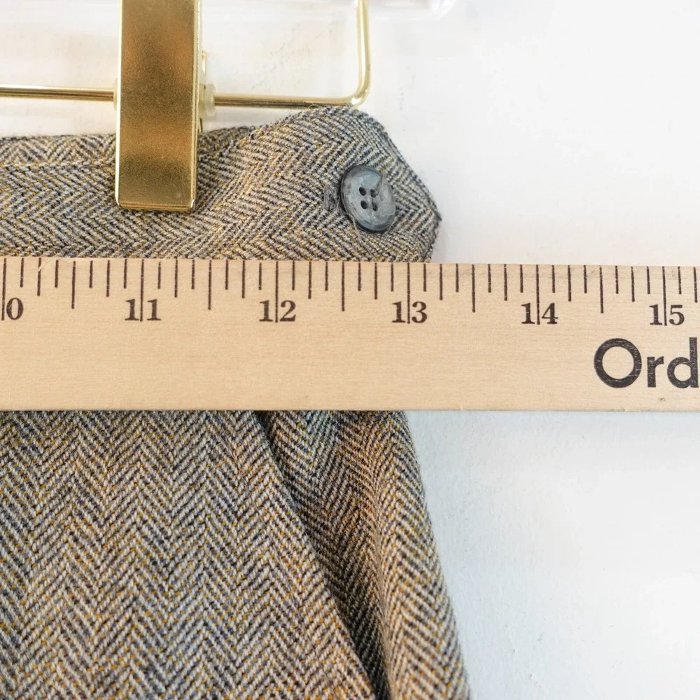 1960s Vintage Chevron Skirt XS Gray Pleated Edwardian Front‎ Slit Secretary Long